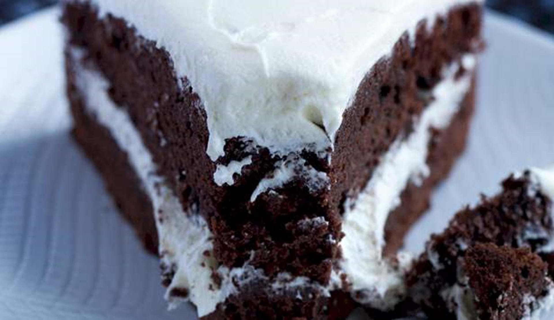 famlende rustfri feudale Chokoladekage med hvid chokoladefrosting - ALT.dk